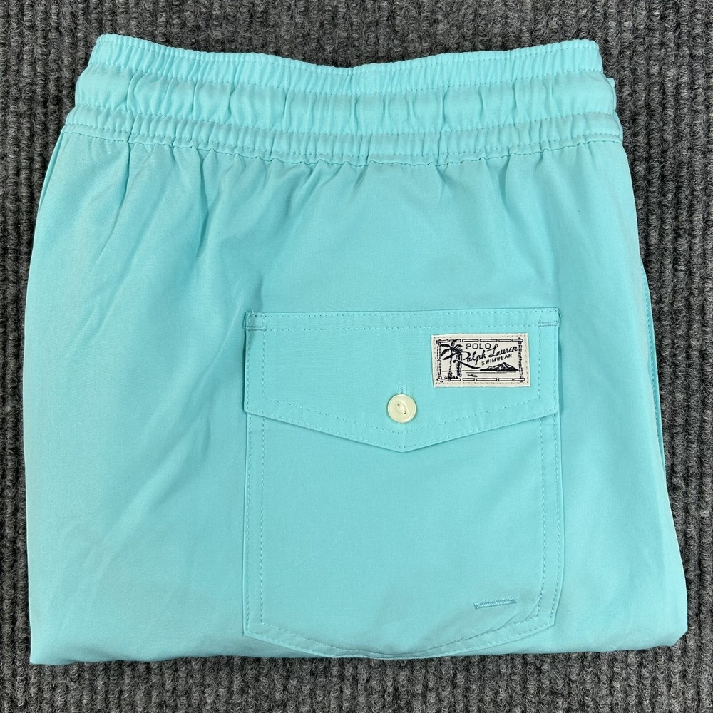 New Polo Ralph Lauren Men's Traveler Swim Trunks Large‎ Tall Blue Lined Pull On